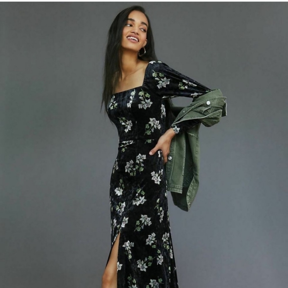 Anthropologie hutch midi velvet dress